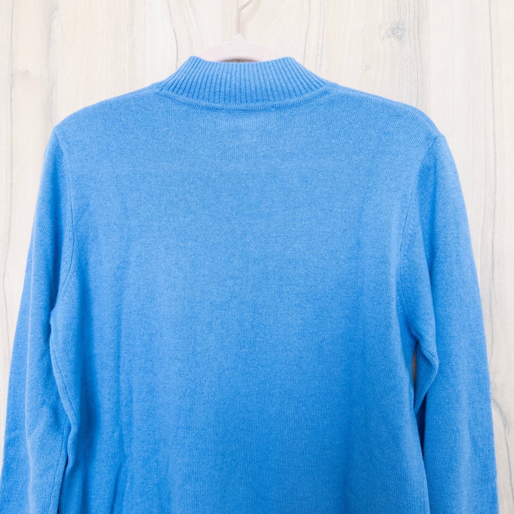 Norm Thompson Womens 100% Cashmere Sweater M Blue Mock Neck Quiet Luxury Preppy - Picture 7 of 9